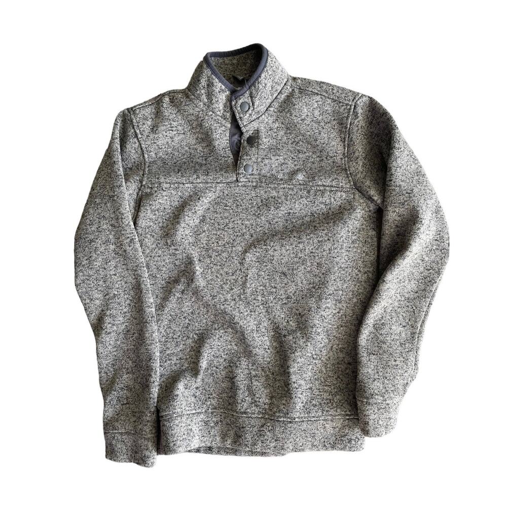 Eddie Bauer Beige and Gray Small Pullover Quarter Snap Fleece